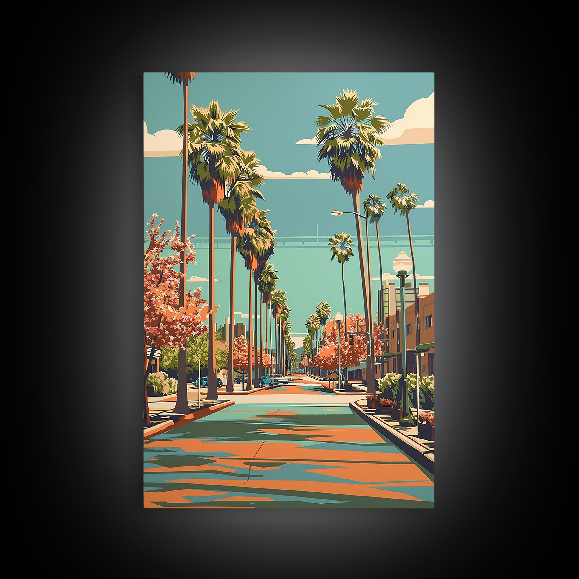 Bakersfield Travel Poster, Framed Canvas Print, Travel Wall Decor, Minimalist Poster, Art Print, Travel Wall Art, City Travel Poster