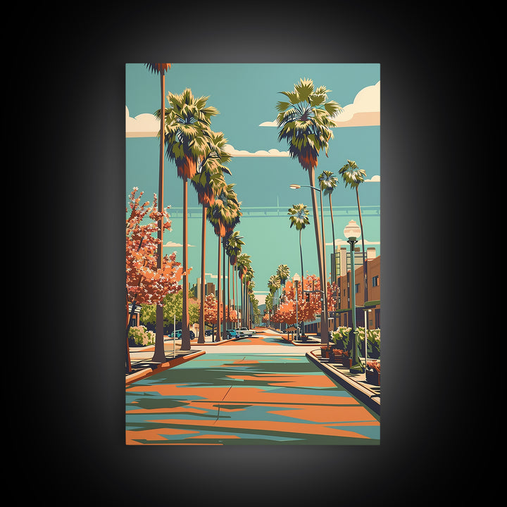 Bakersfield Travel Poster, Framed Canvas Print, Travel Wall Decor, Minimalist Poster, Art Print, Travel Wall Art, City Travel Poster