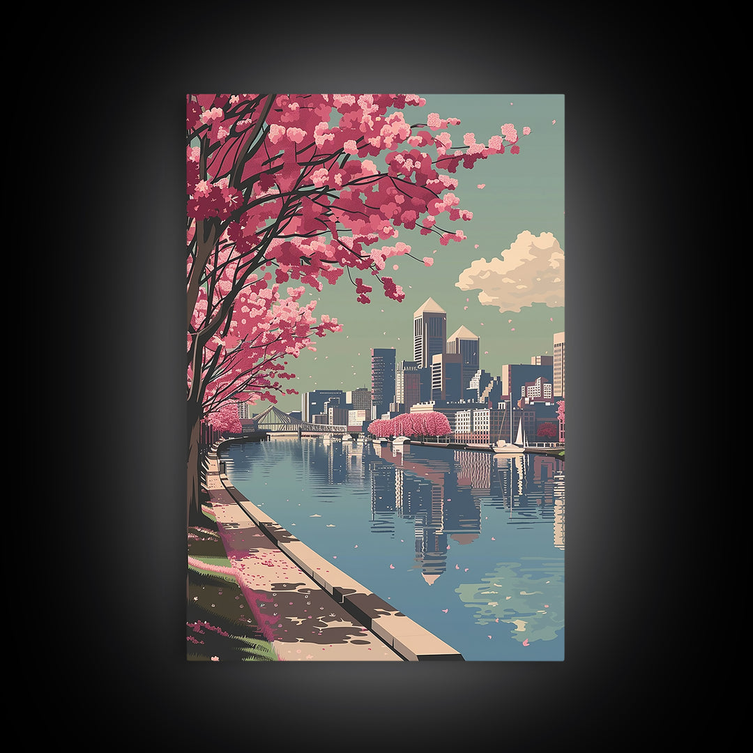 Baltimore Travel Poster, Framed Canvas Print, Retro Wall Art, Travel Print, Wall Art, Home Office Decor, Travel Decor, Travel Prints
