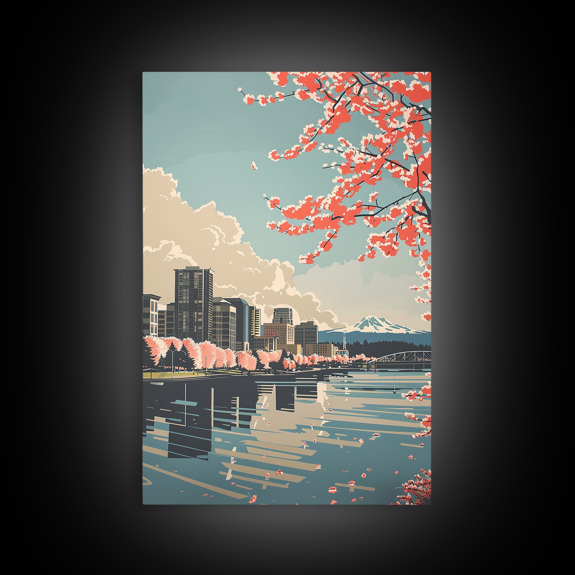 Bellevue Travel Poster, Canvas Print, Travel Wall Decor, Minimalist Poster, Wall Art, Poster Print, City Wall Art, City Illustration