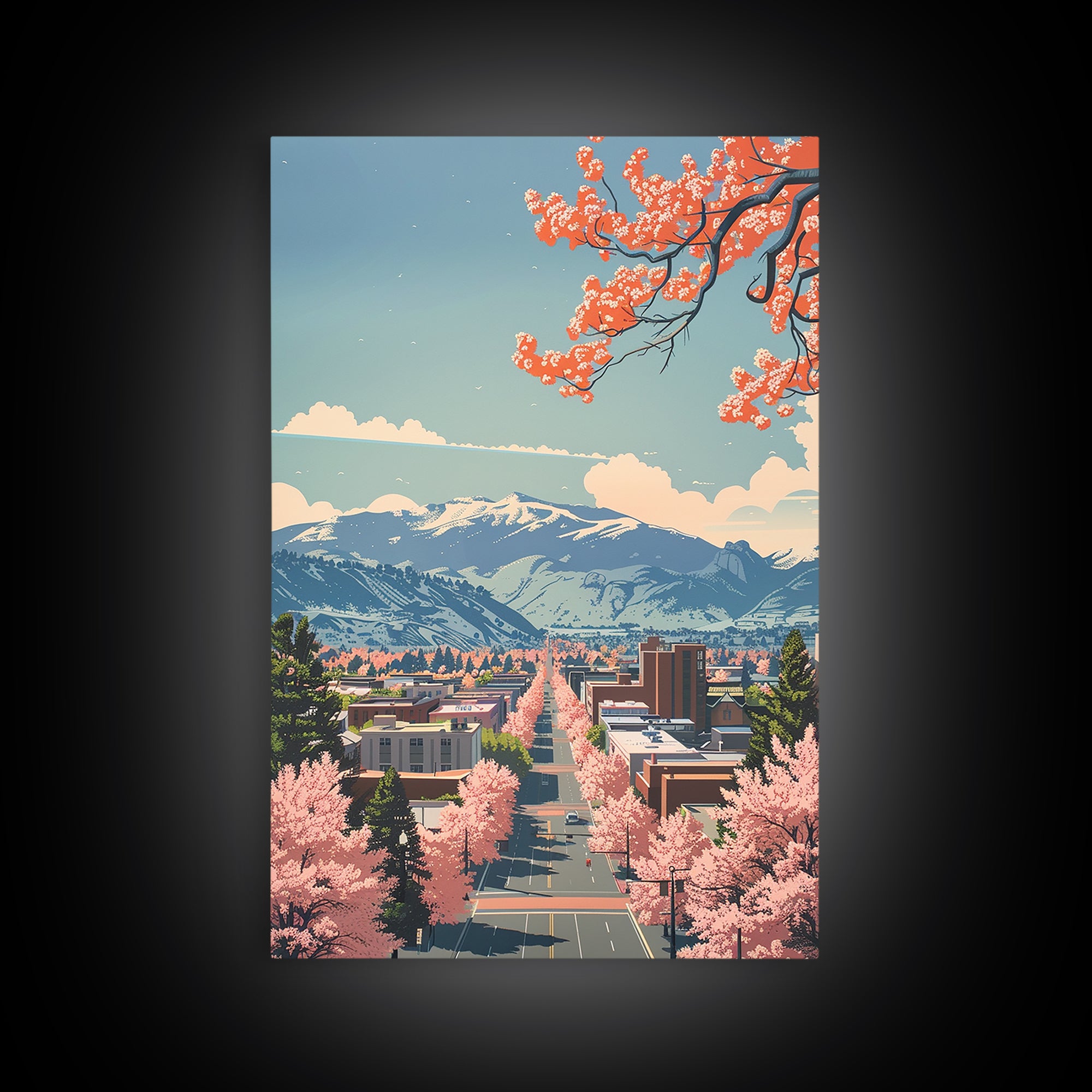 Boulder Travel Poster, Framed Canvas Print, Retro Wall Art, Travel Print, Modern Wall Decor, Travel Wall Decor, Living Room Wall Art
