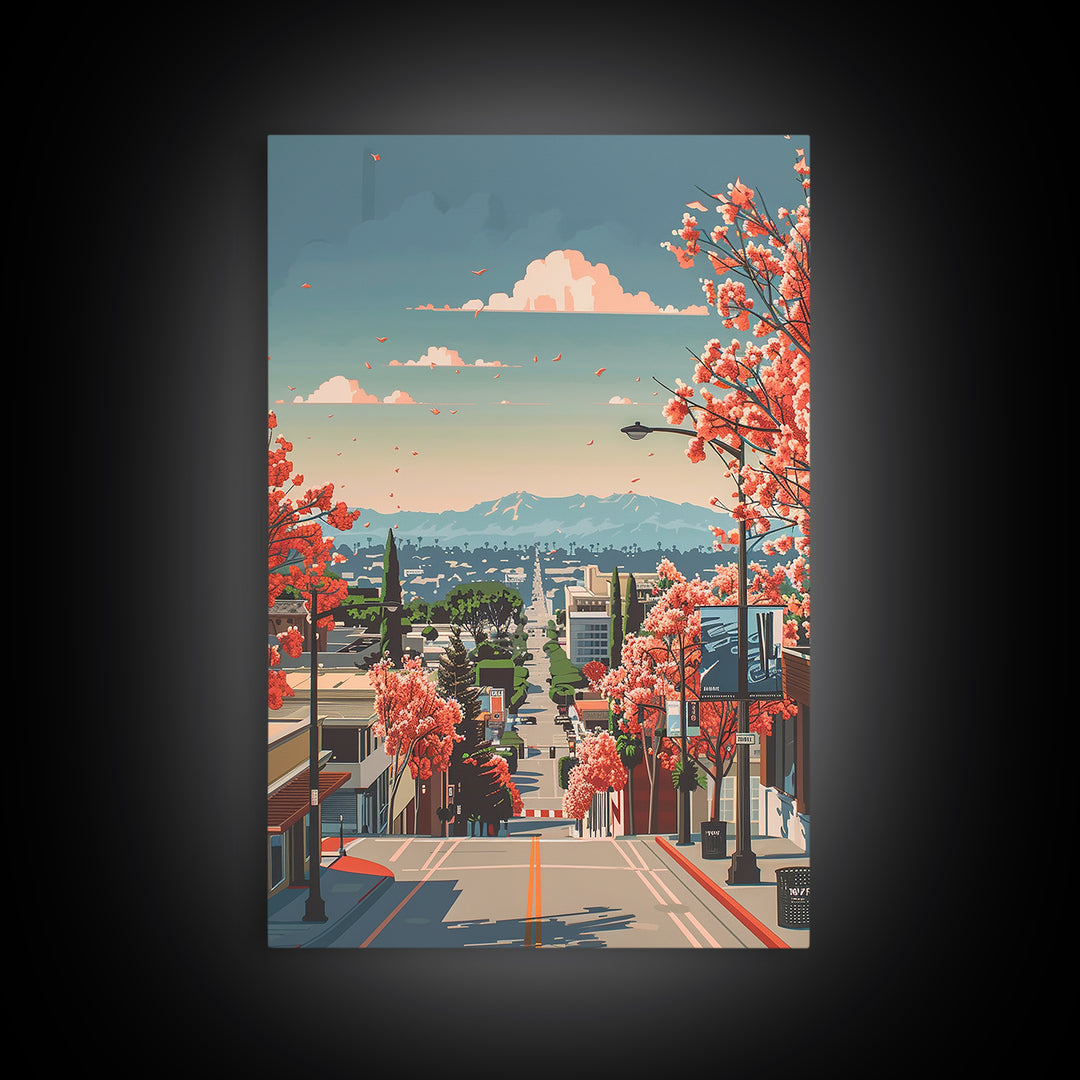 Burbank Travel Poster, Canvas Print, Travel Prints, Landscape Art, Home Decor, City Wall Art, Travel Wall Decor, Retro Travel Poster