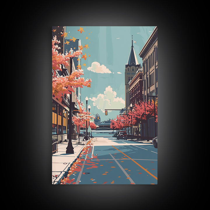Cedar Rapids Travel Poster, Canvas Print, Travel Wall Art, City Wall Art, Minimalist Poster, City Illustration, Living Room Wall Art