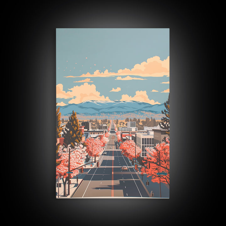 Chico Travel Poster, Framed Canvas Print, City Travel Poster, Travel Wall Art, Modern Wall Decor, Poster Print, Living Room Wall Art