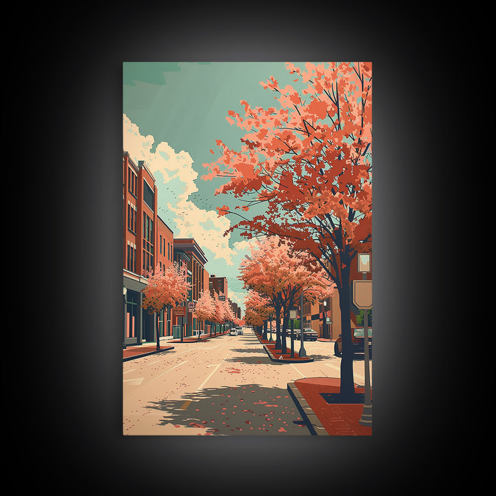 Clarksville Travel Poster, Framed Canvas Print, Travel Prints, Landscape Art, Mid Century Wall Art, Retro Wall Art, Gallery Wall Set