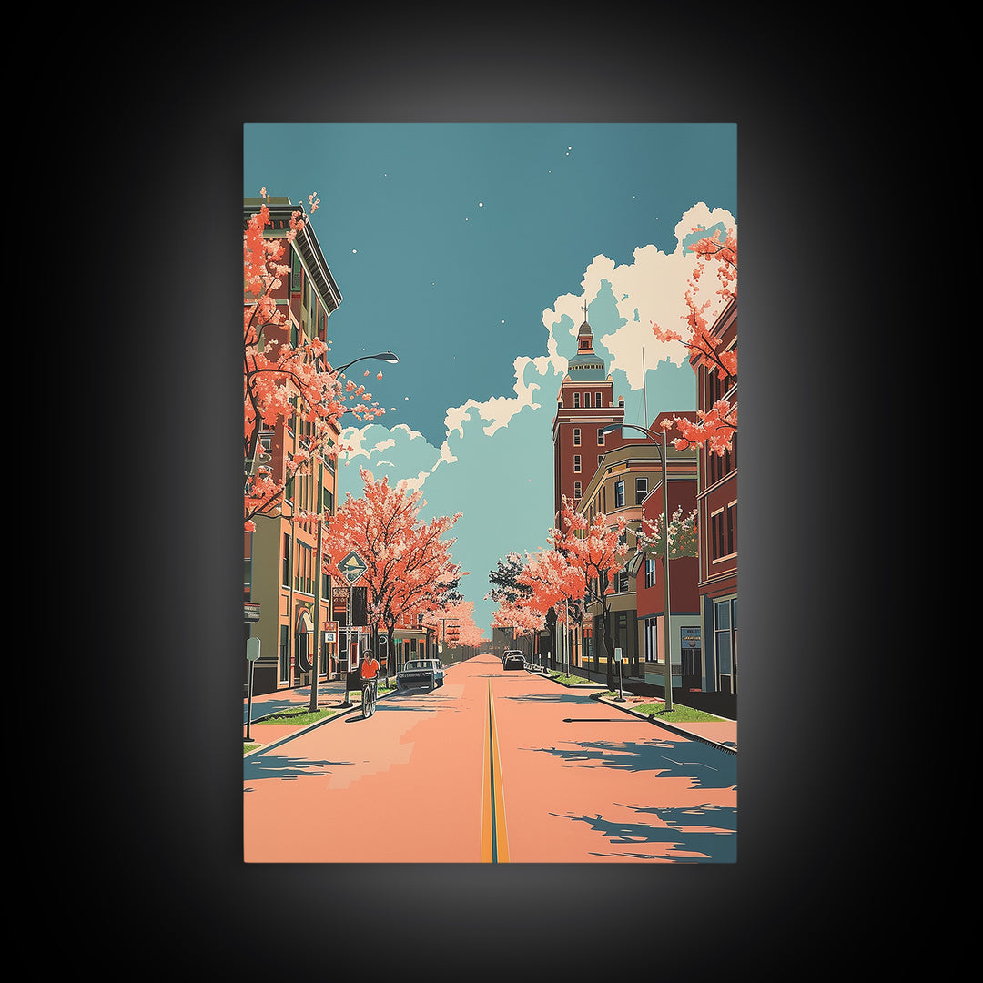 College Station Travel Poster, Framed Canvas Print, Travel Prints, Landscape Art, Living Room Wall Art, City Art Print, Travel Decor