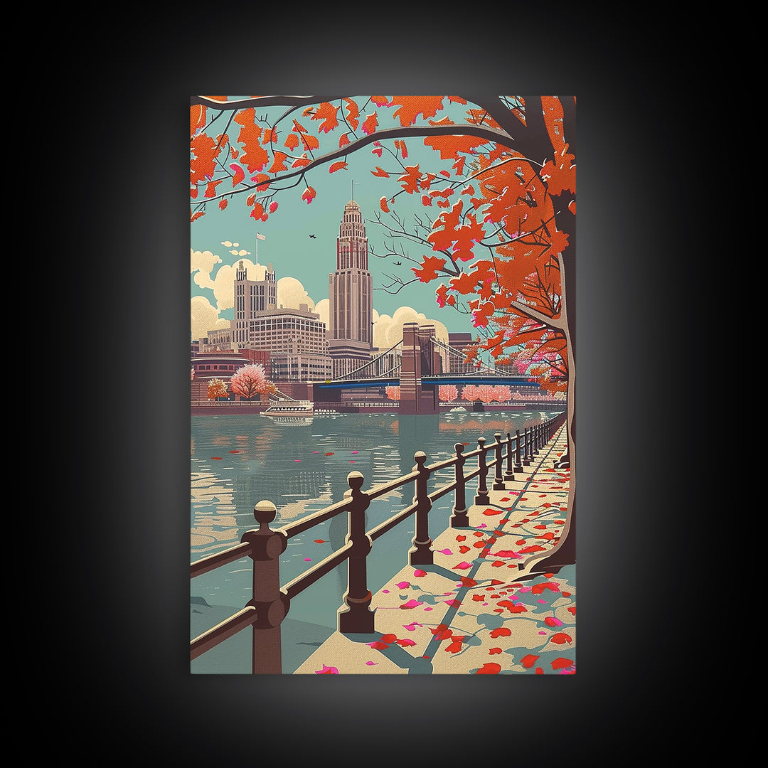 Columbus Travel Poster, Canvas Print, Travel Wall Art, City Wall Art, Travel Prints, Poster Print, Travel Posters, Home Office Decor