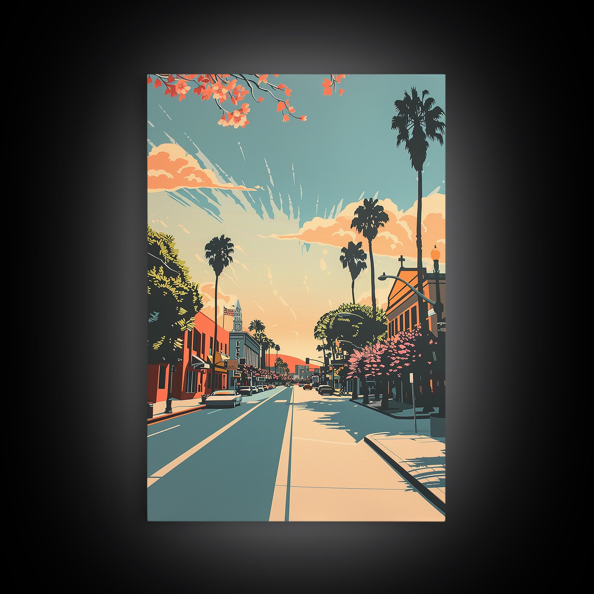 Corona Travel Poster, Framed Canvas Print, City Travel Poster, Travel Wall Art, Watercolor Cityscape, Retro Wall Art, City Art Print
