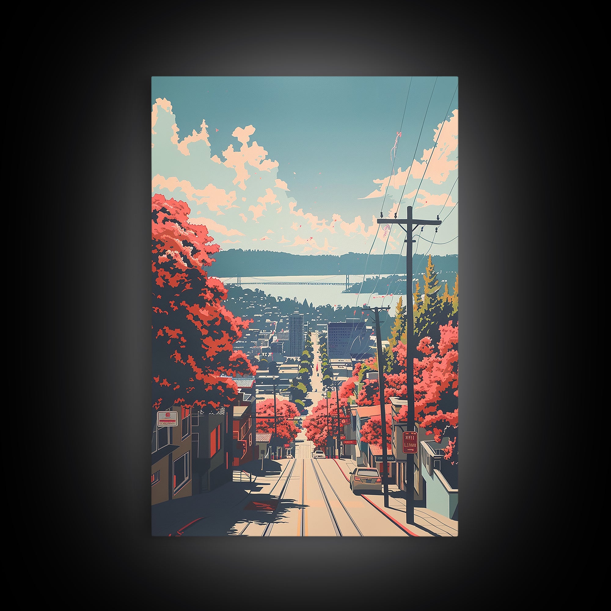 Daly City Travel Poster, Framed Canvas Print, Retro Travel Poster, City Wall Art, Landscape Art, Travel Art Print, Colorful Wall Art