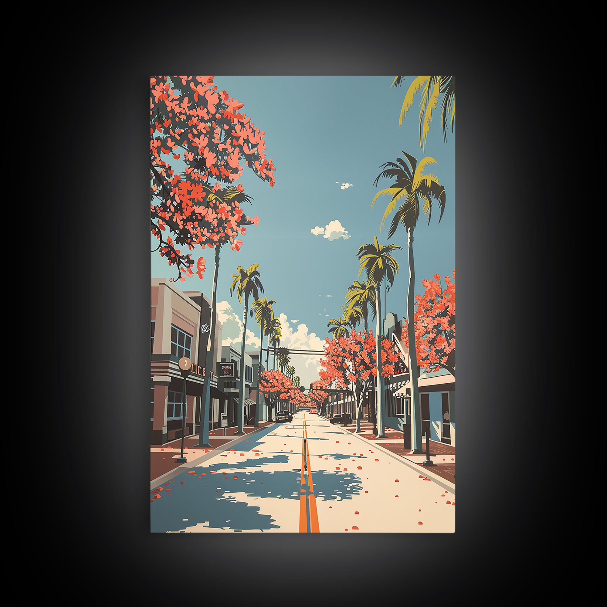 Davie Travel Poster, Framed Canvas Print, Retro Travel Poster, City Wall Art, Retro Travel Print, Wanderlust Gift, City Illustration