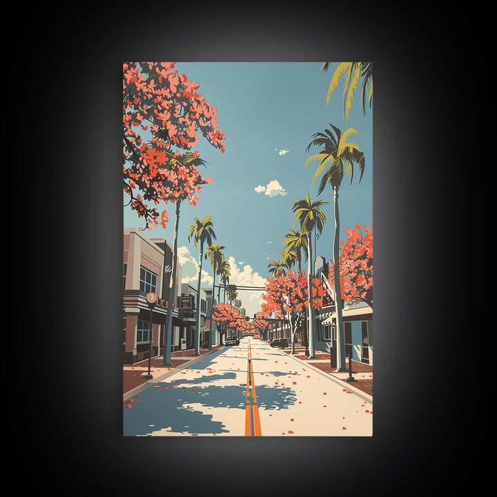 Davie Travel Poster, Framed Canvas Print, Retro Travel Poster, City Wall Art, Retro Travel Print, Wanderlust Gift, City Illustration