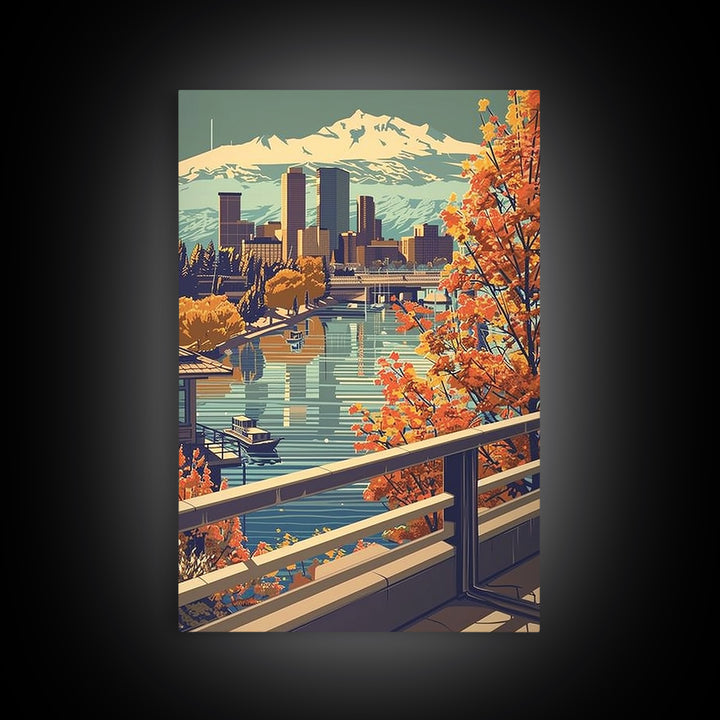 Denver Travel Poster, Framed Canvas Print, Vintage Travel Print, City Wall Art, Gallery Wall Set, Travel Wall Art, Minimalist Poster