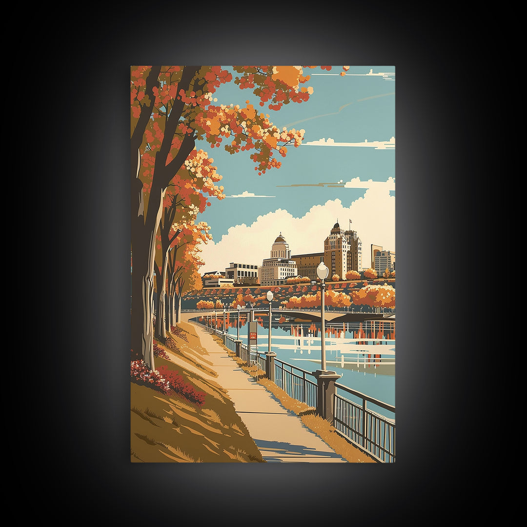 Des Moines Travel Poster, Canvas Print, City Art Print, Travel Wall Art, Minimalist Poster, Travel Prints, Retro Wall Art, Art Print
