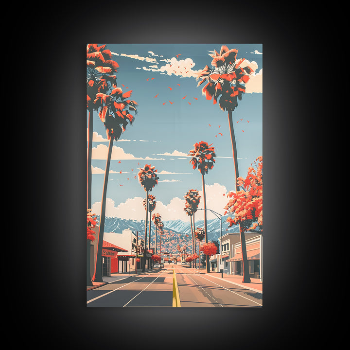 El Cajon Travel Poster, Framed Canvas Print, Travel Wall Art, City Wall Art, Vintage City Poster, Wanderlust Gift, Minimalist Poster