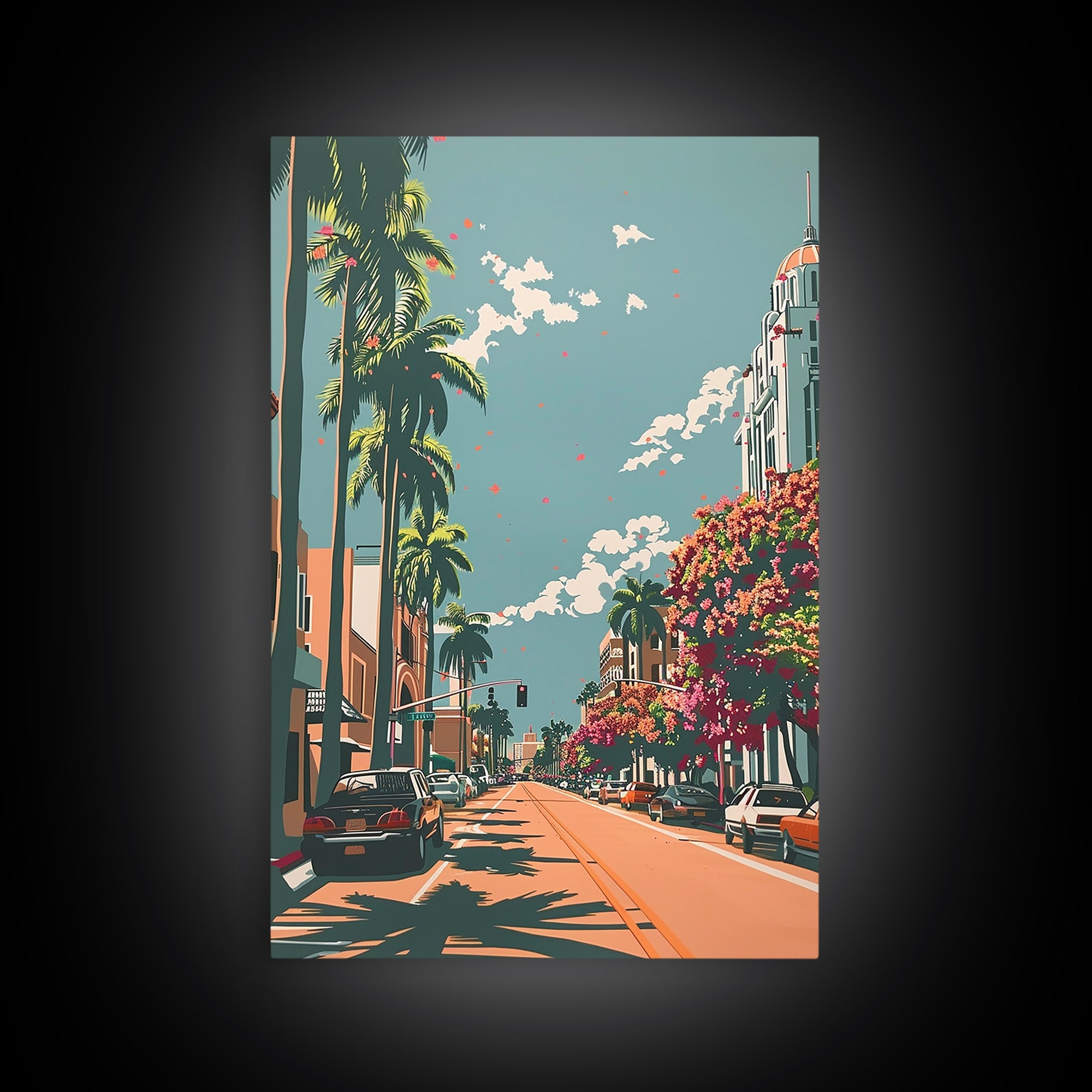 Hollywood Travel Poster, Canvas Print, City Travel Poster, Travel Wall Art, Wanderlust Gift, Minimalist Poster, Living Room Wall Art