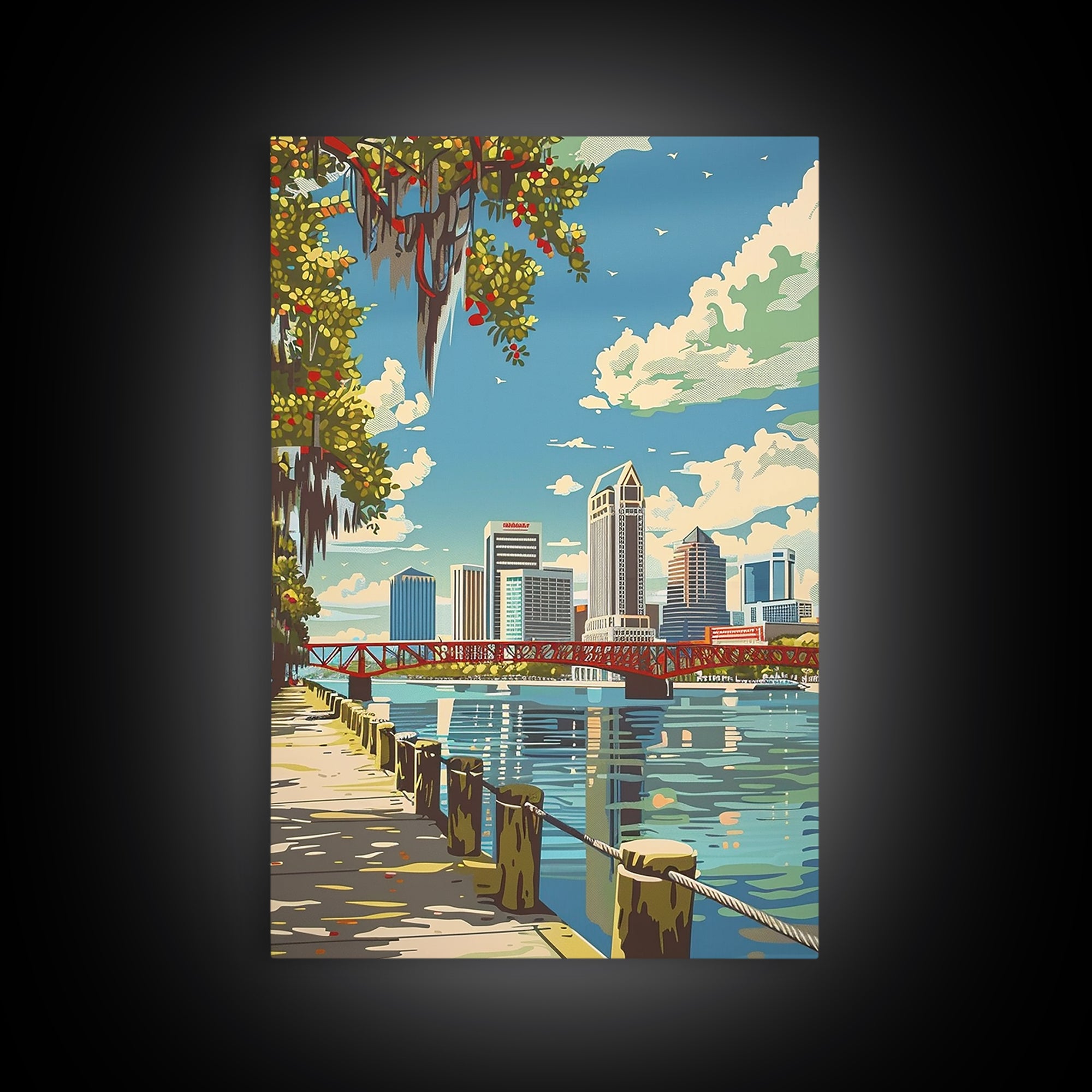 Jacksonville Travel Poster, Framed Canvas Print, City Travel Poster, Travel Wall Decor, Travel Art Print, City Art Print, Poster Art