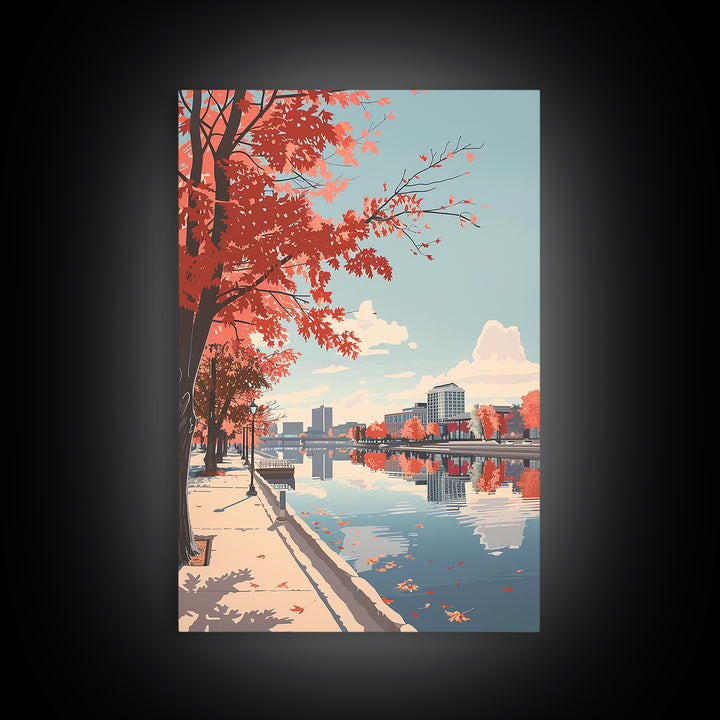 Lansing Travel Poster, Framed Canvas Print, Travel Prints, Landscape Art, Art Print, Gallery Wall Set, Poster Print, Wanderlust Gift