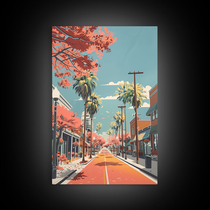 League City Travel Poster, Framed Canvas Print, Travel Prints, Landscape Art, Travel Art Print, Vintage Travel Print, Fine Art Print