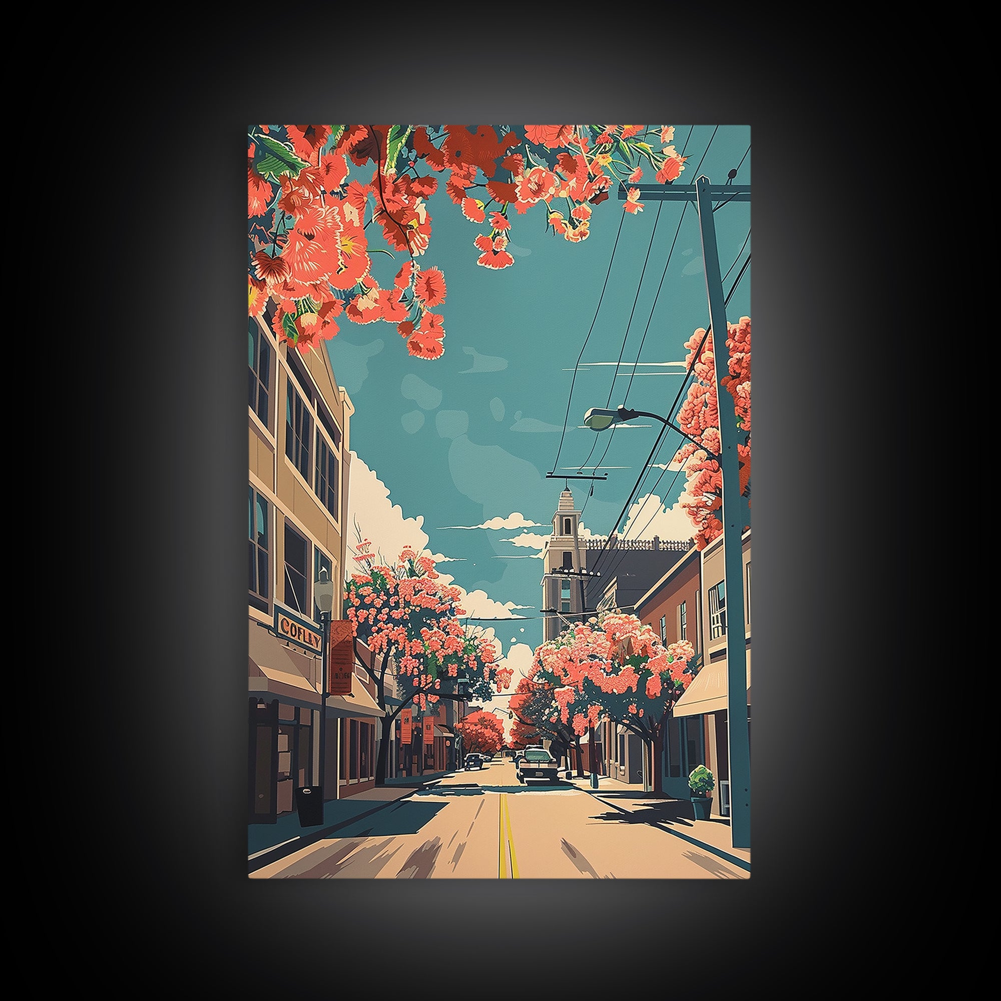 Lewisville Travel Poster, Framed Canvas Print, Travel Prints, Landscape Art, Fine Art Print, Travel Decor, City Wall Art, Home Decor