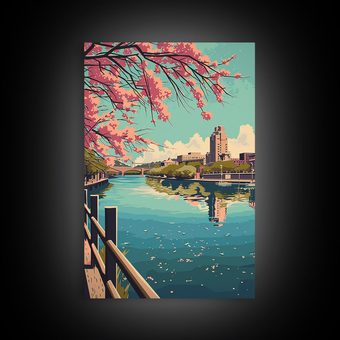 Little Rock Travel Poster, Framed Canvas Print, Retro Travel Poster, City Wall Art, Retro Wall Art, Living Room Wall Art, Home Decor