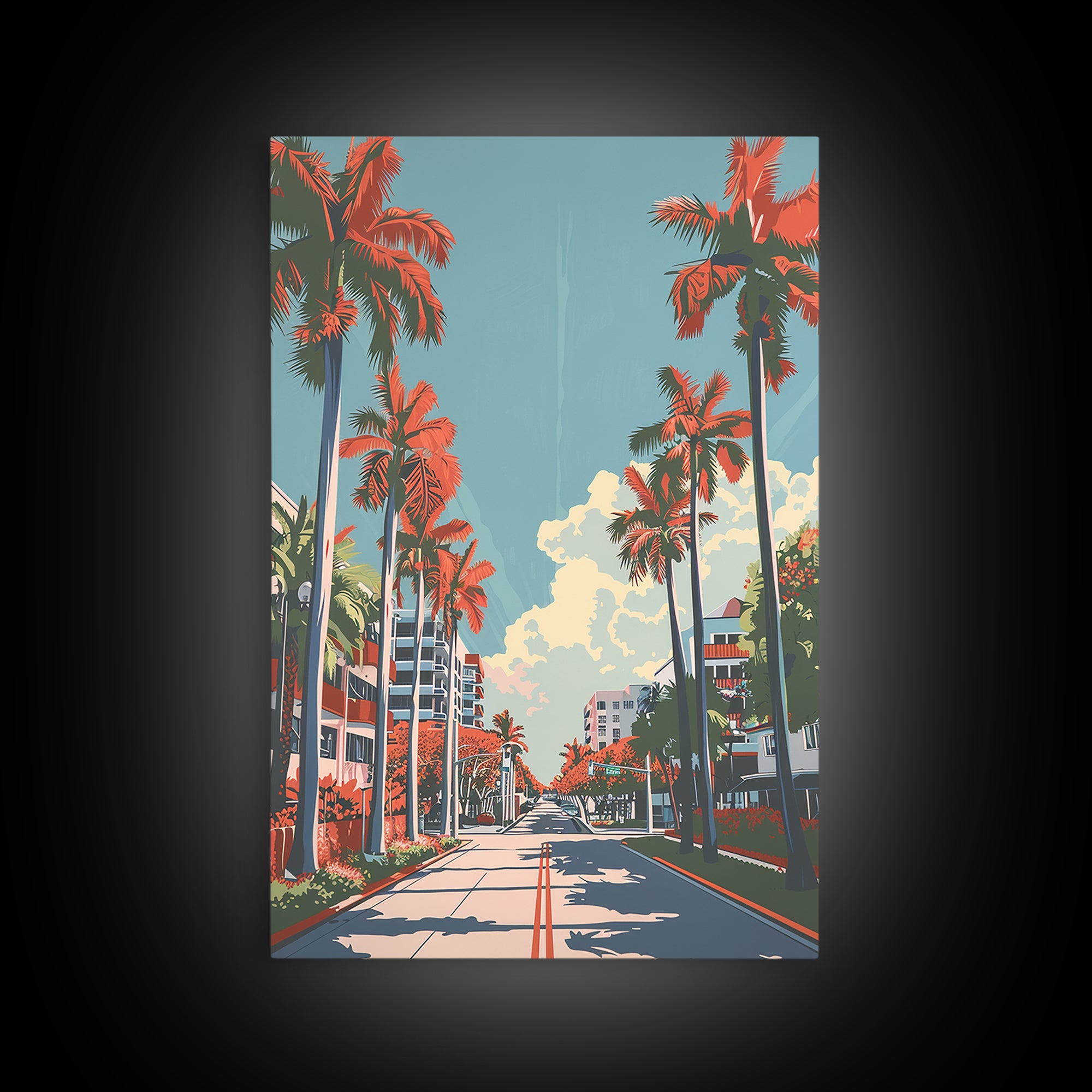 Miami Gardens Travel Poster, Framed Canvas Print, Vintage Travel Print, City Wall Art, Vintage Poster, Wanderlust Gift, Travel Print