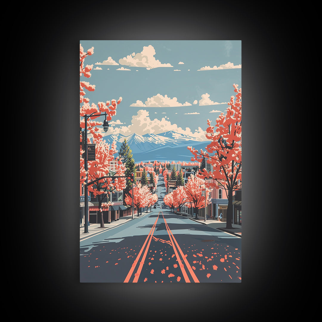 Nampa Travel Poster, Framed Canvas Print, Retro Travel Poster, City Wall Art, Watercolor Cityscape, Travel Prints, Modern Wall Decor