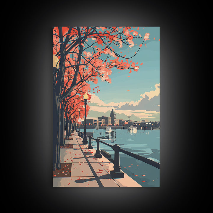 Naperville Travel Poster, Framed Canvas Print, City Travel Poster, Vintage City Poster, Travel Print, Travel Prints, Travel Wall Art