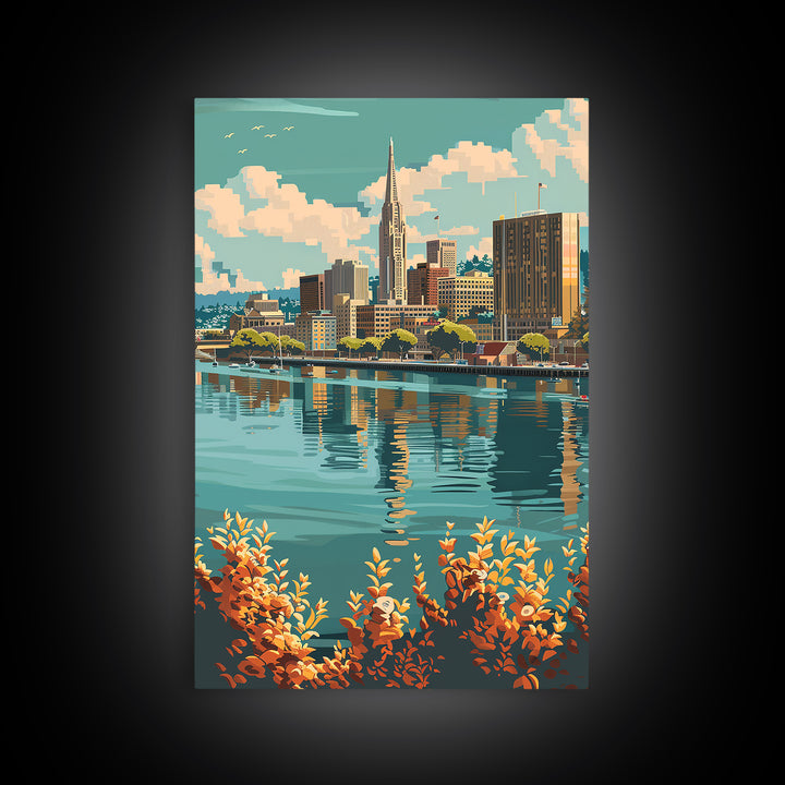Oakland Travel Poster, Canvas Print, City Travel Poster, Travel Wall Decor, Living Room Wall Art, Gallery Wall Set, Travel Art Print