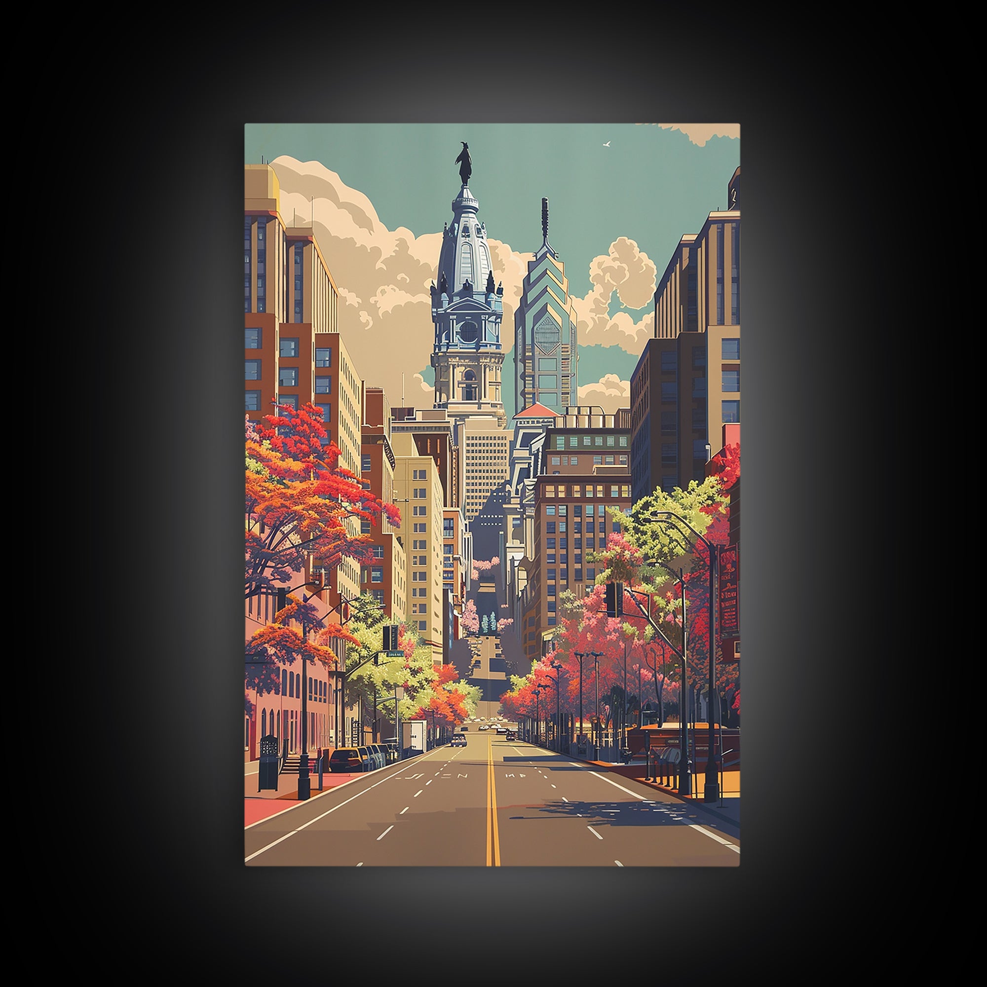 Philadelphia Travel Poster, Canvas Print, Retro Travel Poster, City Wall Art, Travel Art Print, Vintage Travel, Mid Century Wall Art