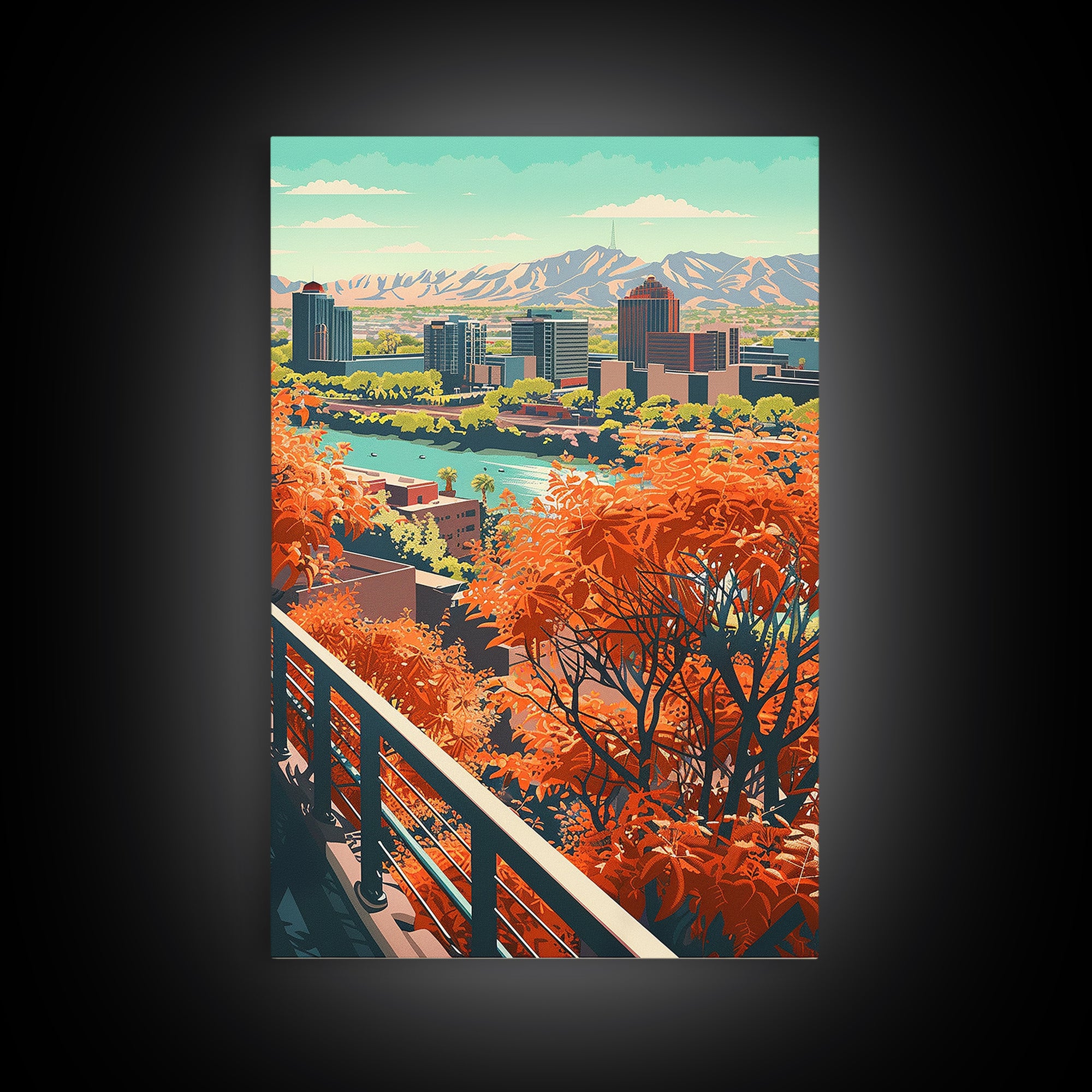 Phoenix Travel Poster, Canvas Print, Vintage Travel Print, City Wall Art, City Illustration, Retro Travel Poster, Retro Travel Print