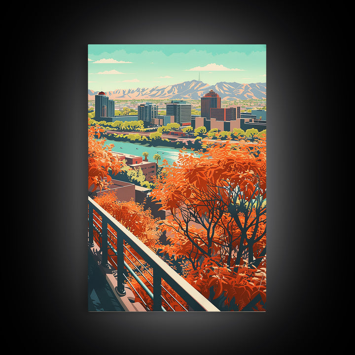 Phoenix Travel Poster, Canvas Print, Vintage Travel Print, City Wall Art, City Illustration, Retro Travel Poster, Retro Travel Print
