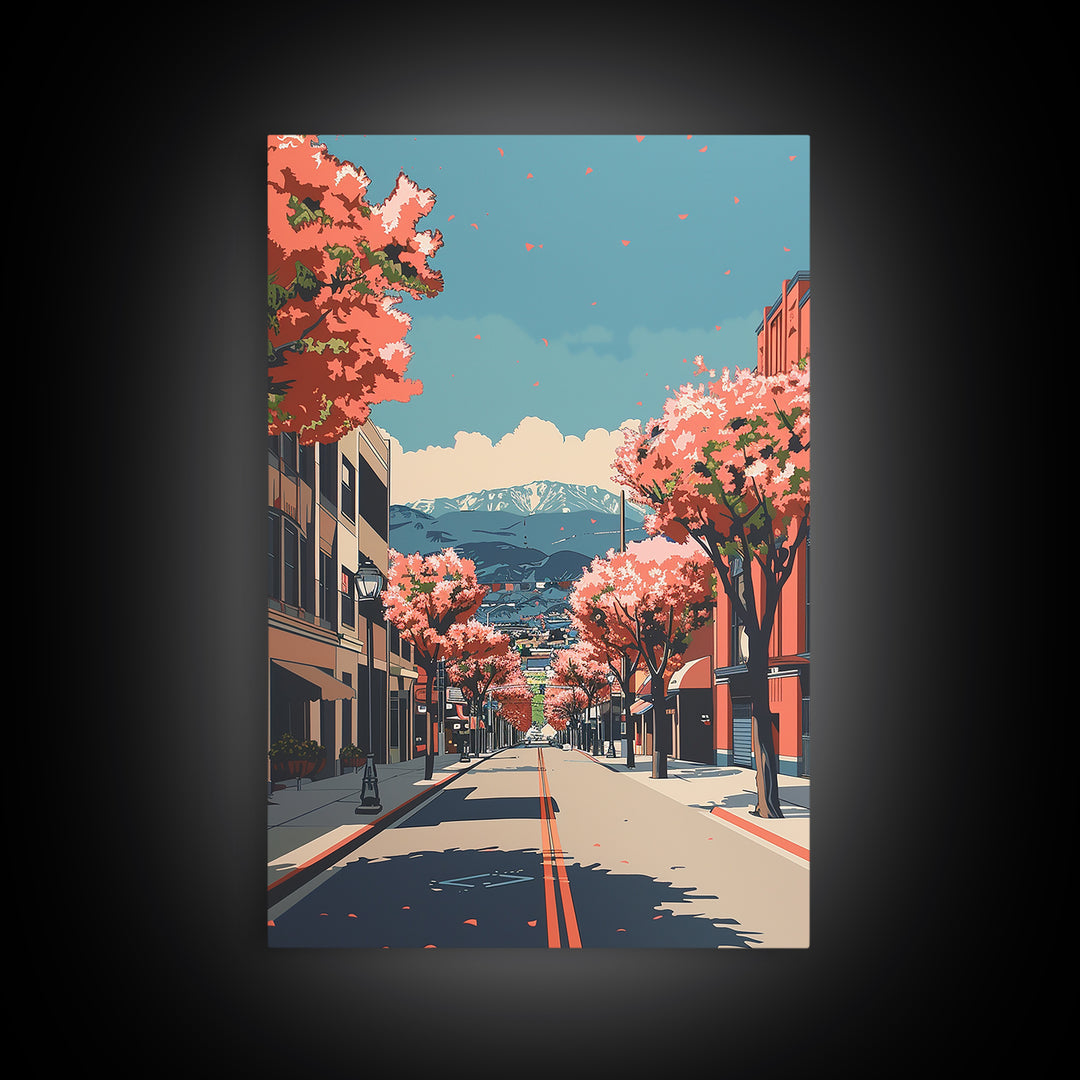 Pomona Travel Poster, Framed Canvas Print, Travel Wall Art, City Wall Art, Gallery Wall Set, Watercolor Cityscape, Modern Wall Decor