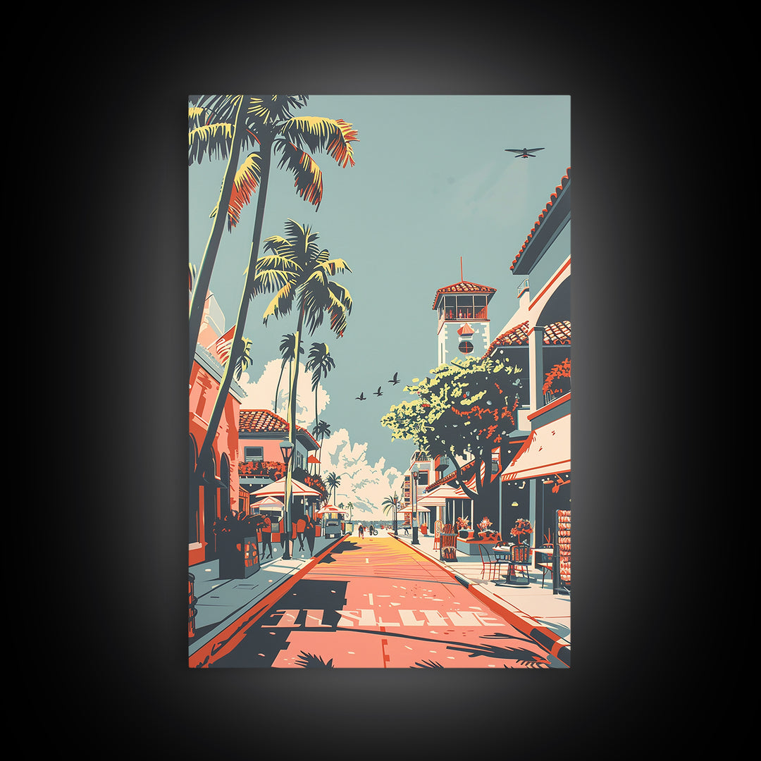 Pompano Beach Travel Poster, Canvas Print, City Art Print, Travel Wall Art, Poster Art, Travel Wall Decor, Art Print, Retro Wall Art
