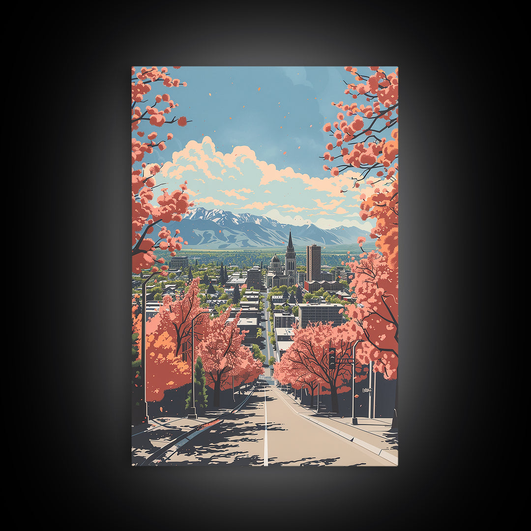 Provo Travel Poster, Framed Canvas Print, City Travel Poster, Vintage City Poster, Landscape Art, Vintage Travel Art, Vintage Travel