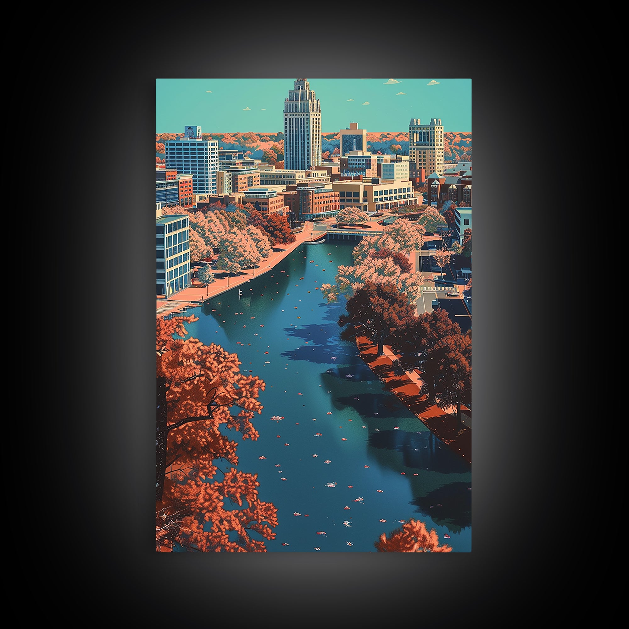 Raleigh Travel Poster, Framed Canvas Print, Travel Art Print, Modern Wall Decor, Home Office Decor, Travel Posters, Gallery Wall Set