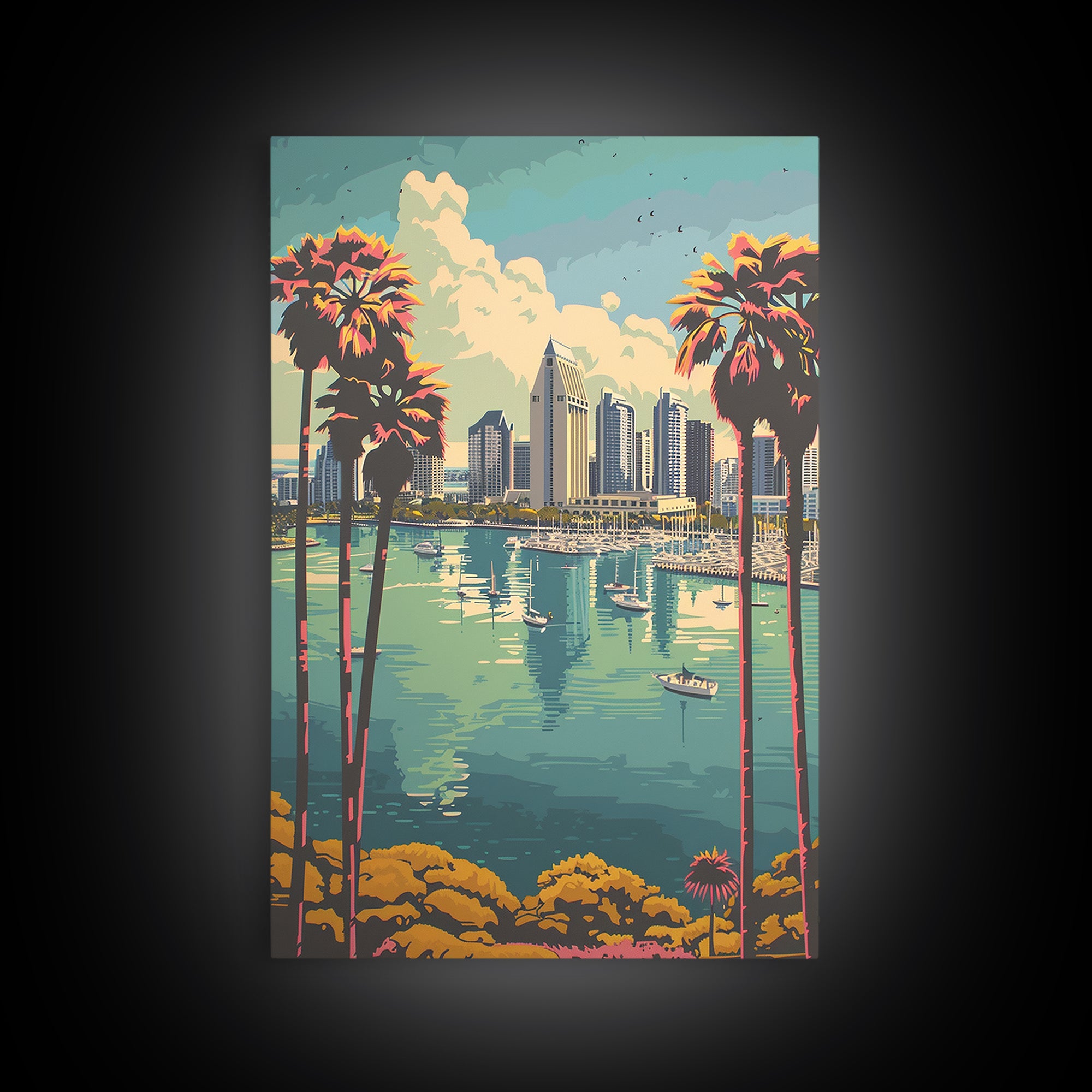 San Diego Travel Poster, Canvas Print, Travel Prints, Landscape Art, Poster Print, City Illustration, City Art Print, Vintage Poster