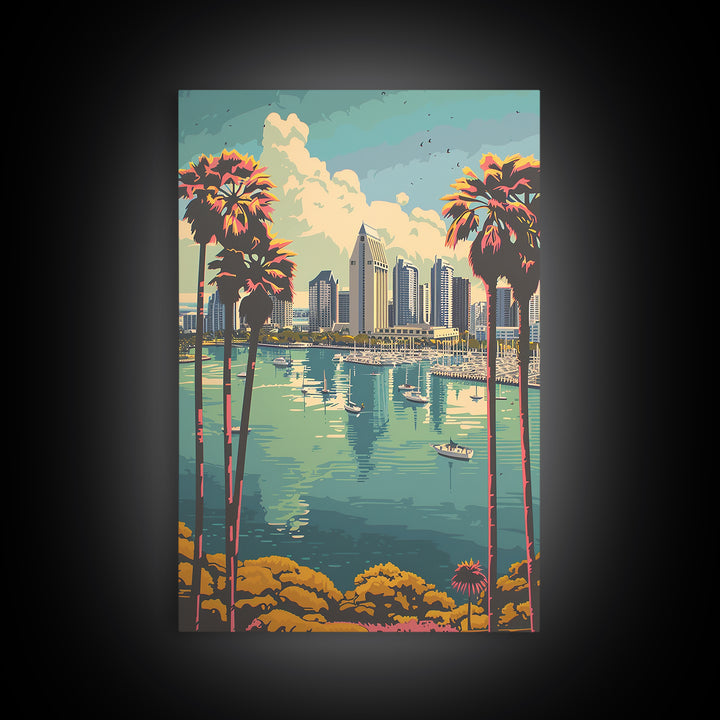 San Diego Travel Poster, Canvas Print, Travel Prints, Landscape Art, Poster Print, City Illustration, City Art Print, Vintage Poster