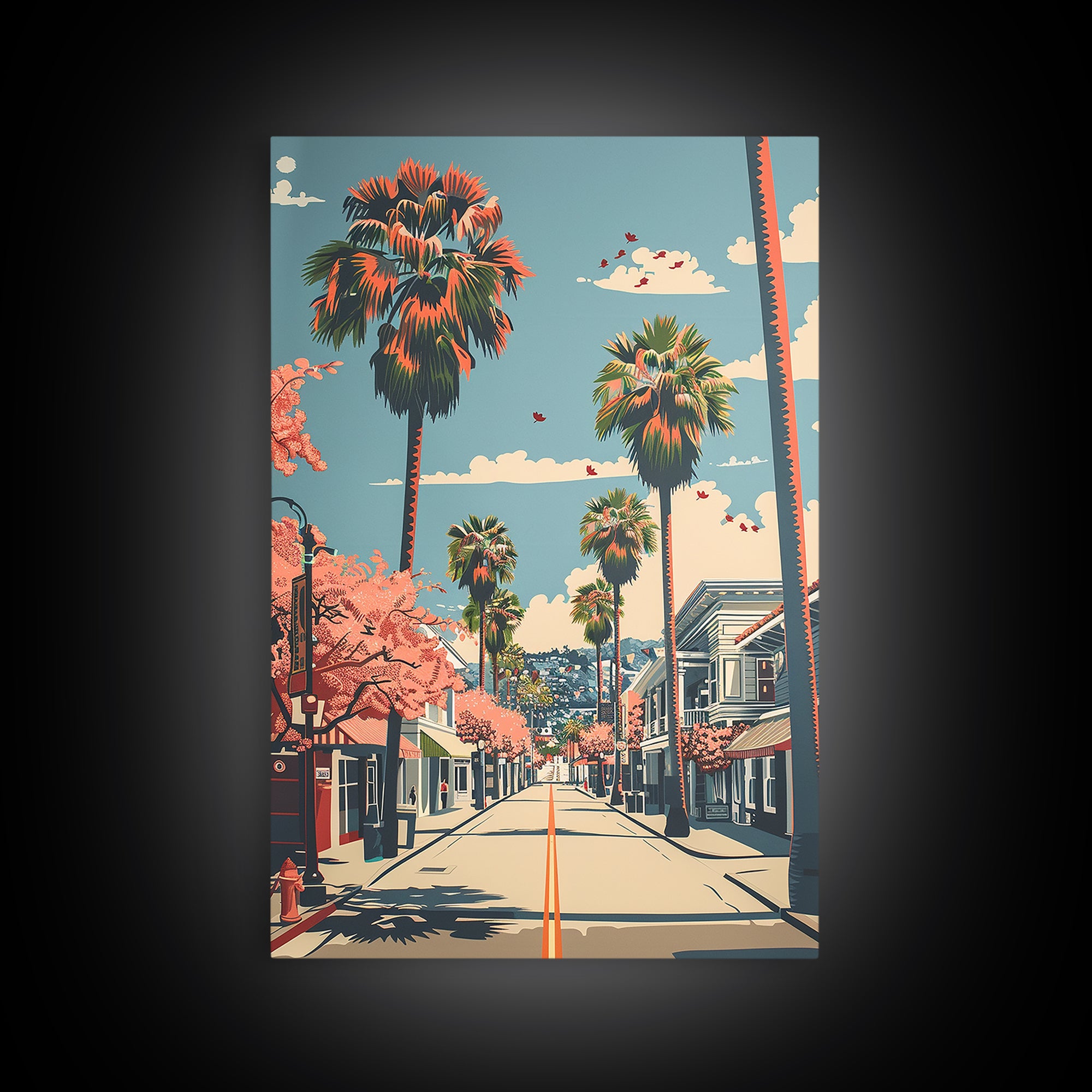 Santa Maria Travel Poster, Canvas Print, City Art Print, Travel Wall Art, Living Room Wall Art, Fine Art Print, Mid Century Wall Art