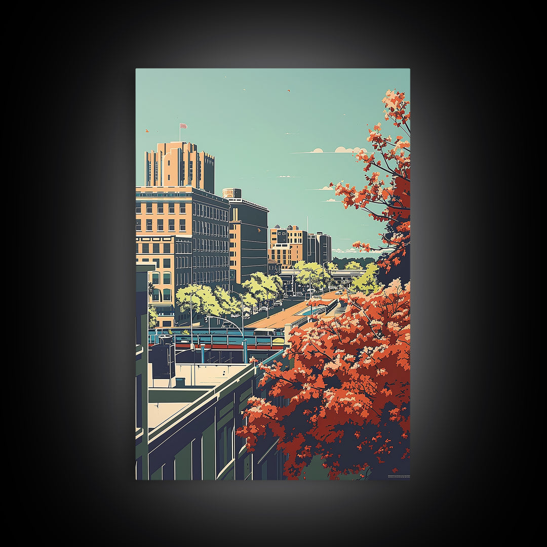 Shreveport Travel Poster, Canvas Print, City Travel Poster, Vintage City Poster, Mid Century Wall Art, City Art Print, Landscape Art
