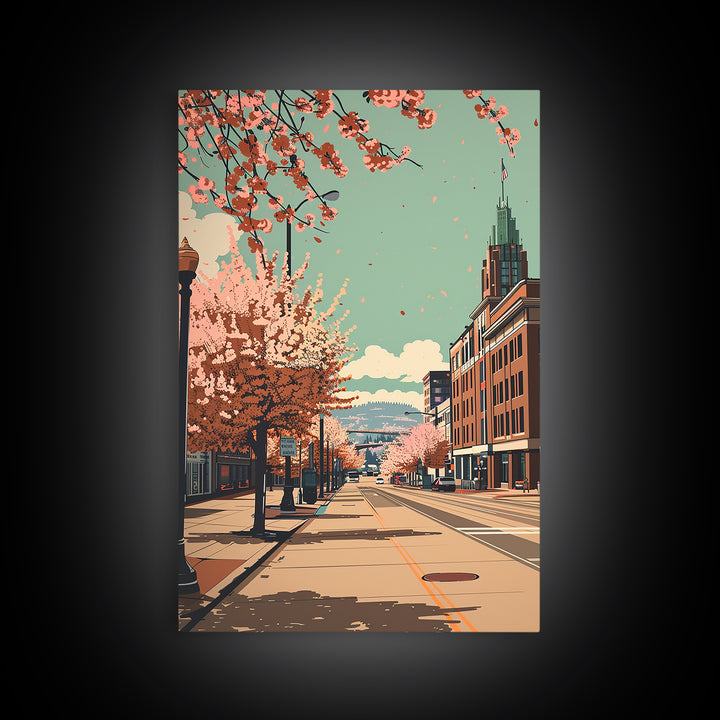 Spokane Travel Poster, Framed Canvas Print, City Travel Poster, Travel Wall Decor, Travel Wall Art, Modern Wall Decor, Travel Prints