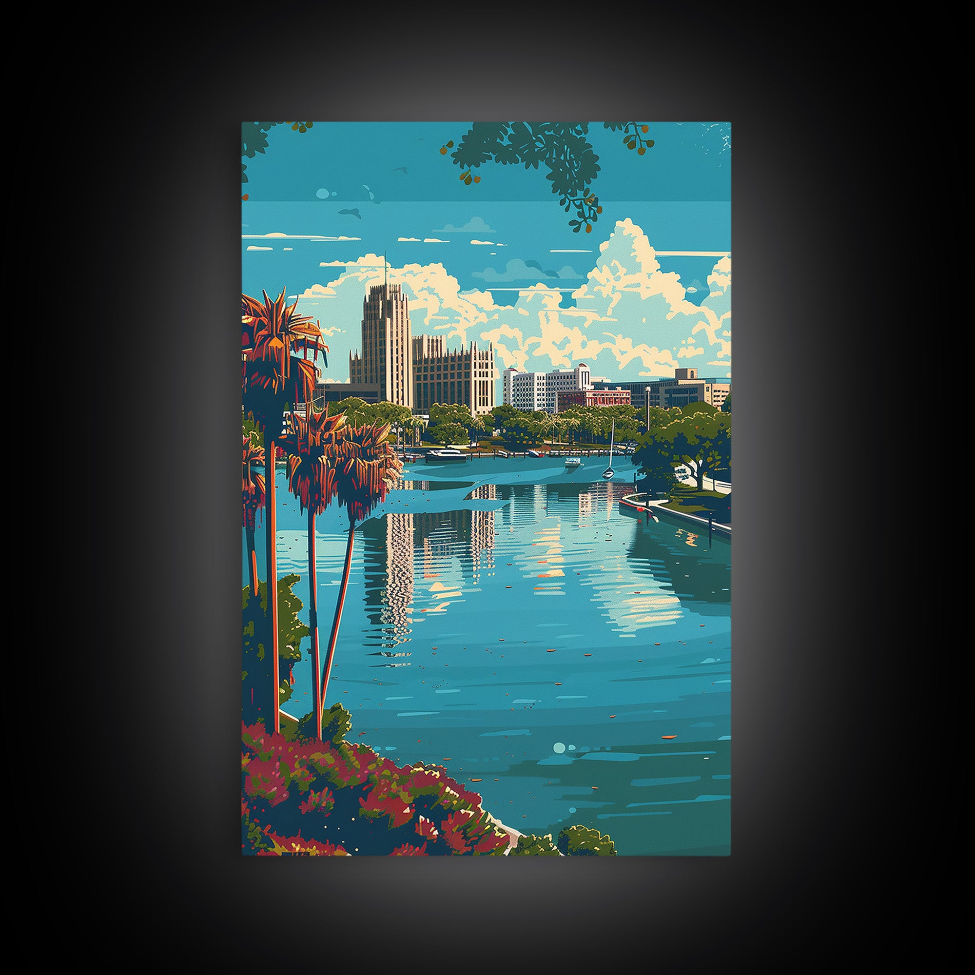 Tallahassee Travel Poster, Framed Canvas Print, Retro Travel Poster, City Wall Art, Travel Decor, Home Office Decor, Travel Wall Art