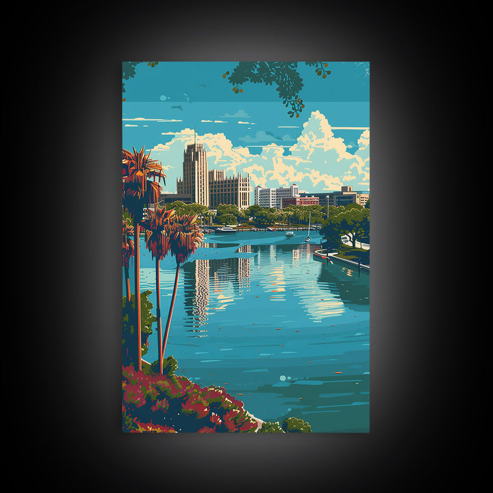 Tallahassee Travel Poster, Framed Canvas Print, Retro Travel Poster, City Wall Art, Travel Decor, Home Office Decor, Travel Wall Art