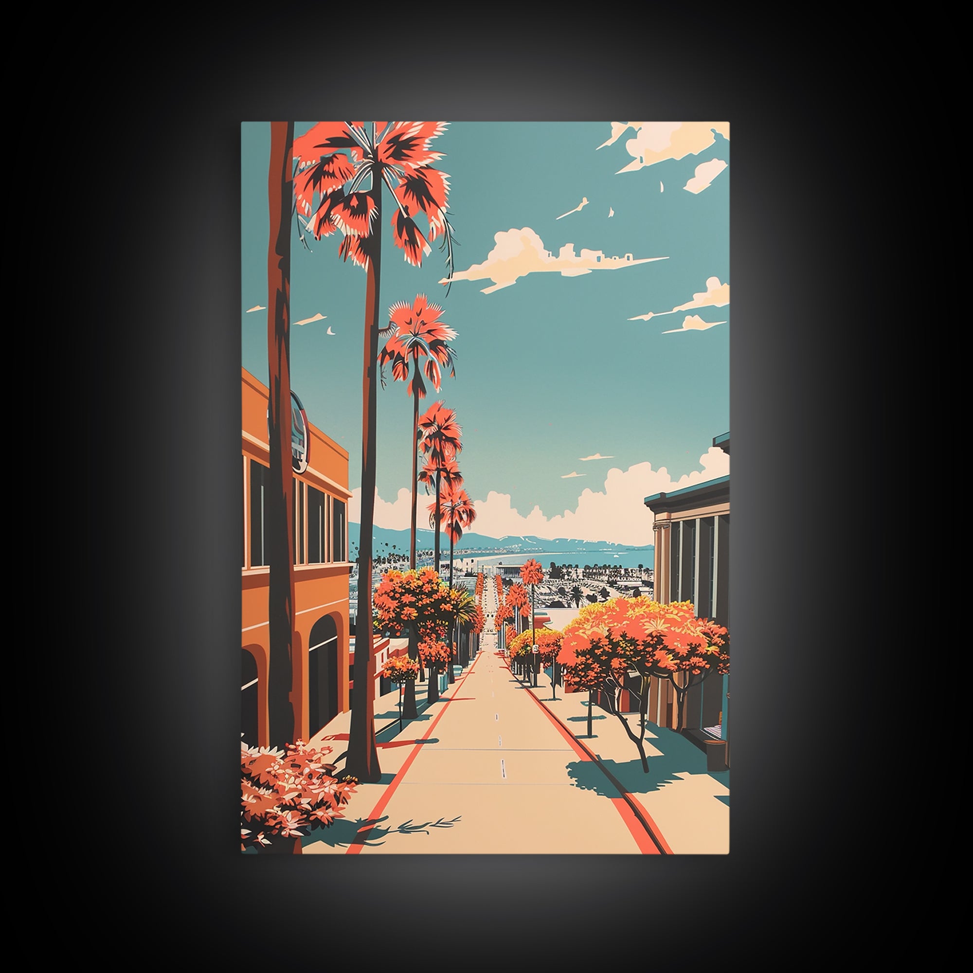 Torrance Travel Poster, Framed Canvas Print, City Travel Poster, Vintage City Poster, Vintage Travel, Retro Wall Art, Vintage Poster