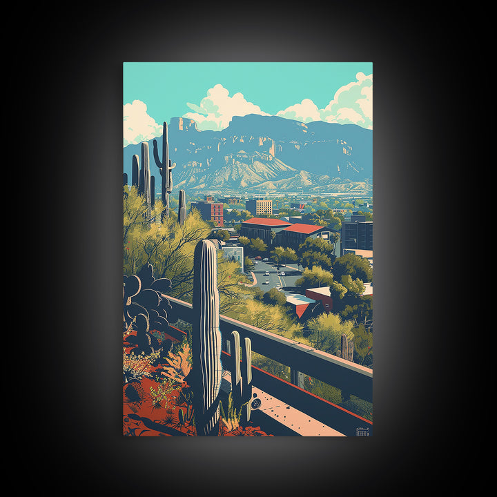 Tucson Travel Poster, Canvas Print, Retro Travel Poster, City Wall Art, City Illustration, Vintage City Poster, Living Room Wall Art