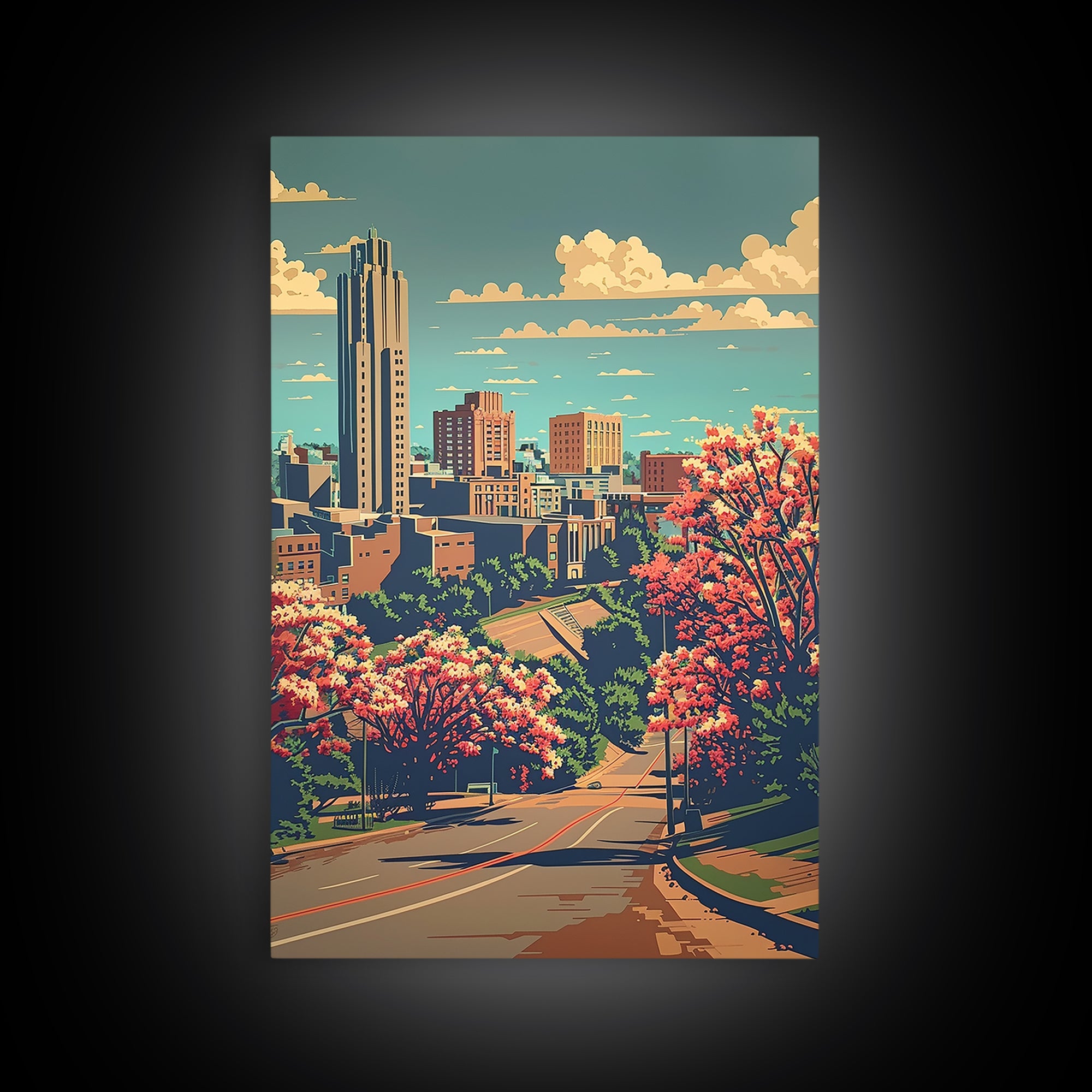 Tulsa Travel Poster, Framed Canvas Print, City Travel Poster, Travel Wall Art, Living Room Wall Art, Retro Travel Poster, Home Decor
