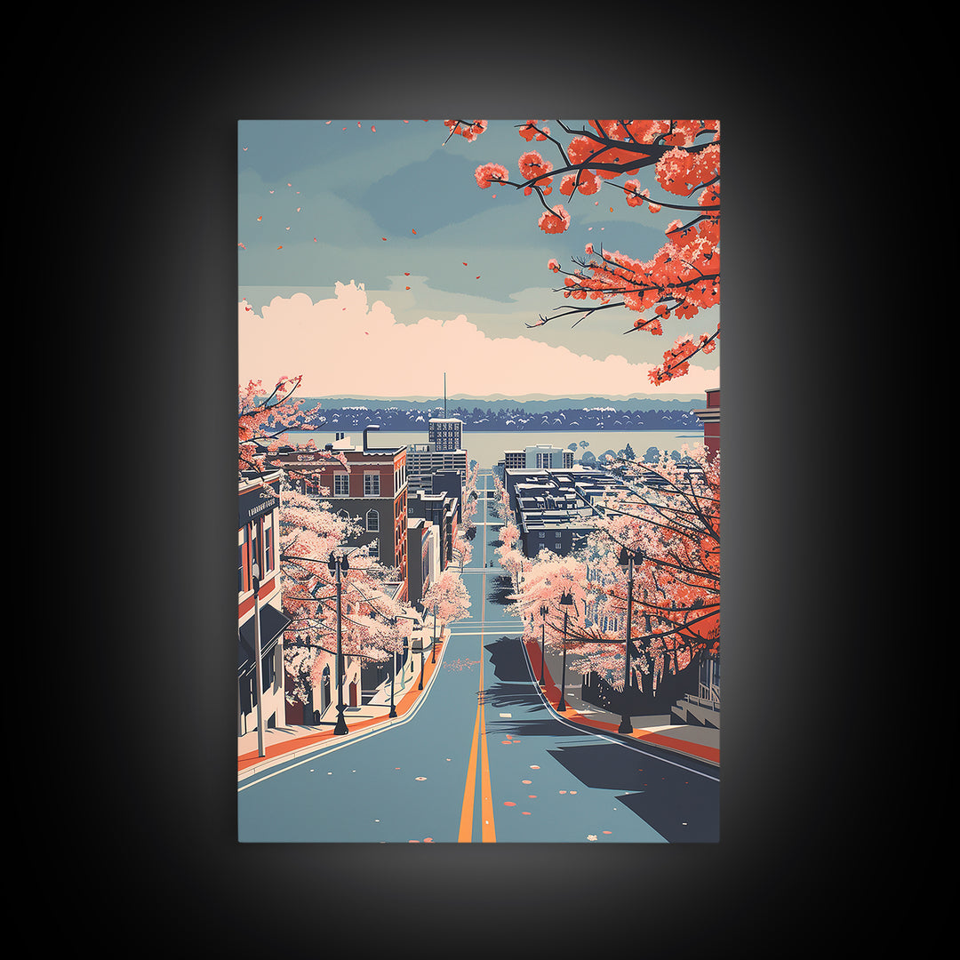 Tuscaloosa Travel Poster, Framed Canvas Print, Retro Wall Art, Travel Print, Vintage Travel, Vintage City Poster, City Travel Poster
