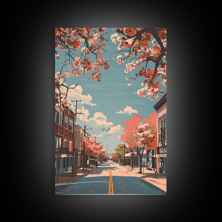 Tyler Travel Poster, Framed Canvas Print, City Travel Poster, Travel Wall Decor, City Illustration, Modern Wall Decor, City Wall Art