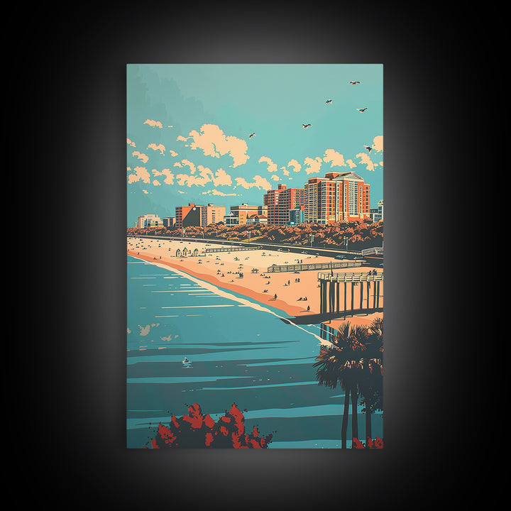 Virginia Beach Travel Poster, Framed Canvas Print, City Art Print, Travel Wall Art, Travel Prints, Travel Posters, Colorful Wall Art