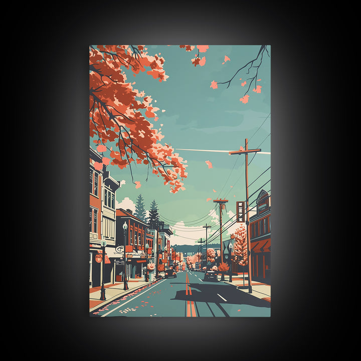 Warren Travel Poster, Framed Canvas Print, City Travel Poster, Travel Wall Art, Modern Wall Decor, City Wall Art, Retro Travel Print