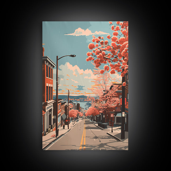 Waterbury Travel Poster, Canvas Print, Travel Wall Decor, Minimalist Poster, Home Office Decor, Fine Art Print, Living Room Wall Art